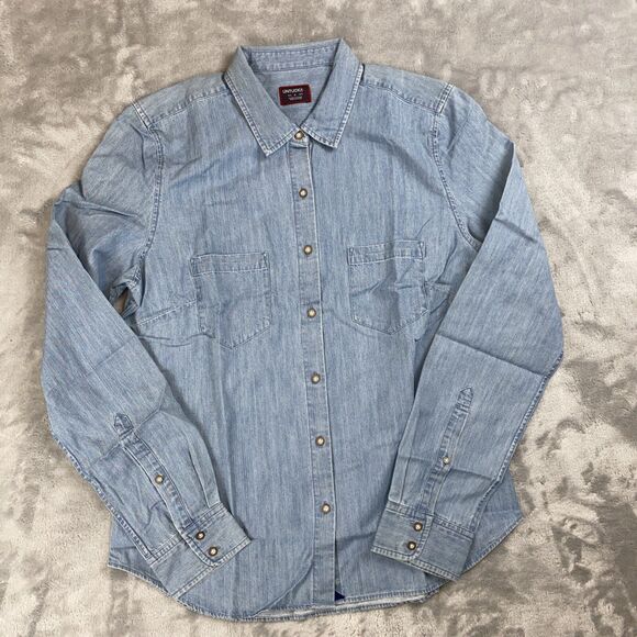 Untuckit Women's 6 Shirt Alleanza Blue Denim Long Sleeve Pockets Button Up Top - Picture 1 of 6